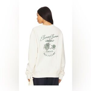 The Eleven Eleven Flower Cart Crewneck, Size Med, Color Ivory.